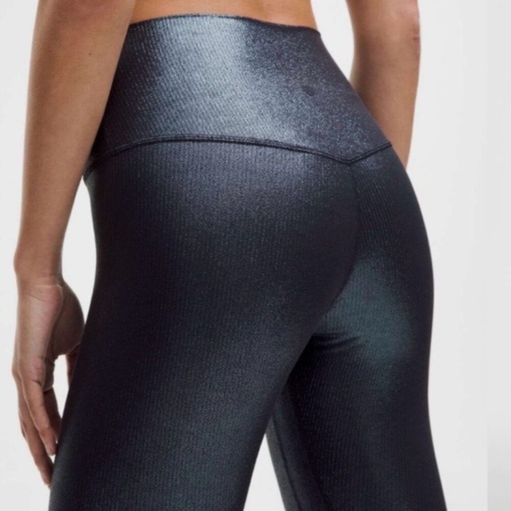 NWT 🖤 Lululemon High Rise Ribbed Align Leggings 25”- Radiate Foil Black Night 8